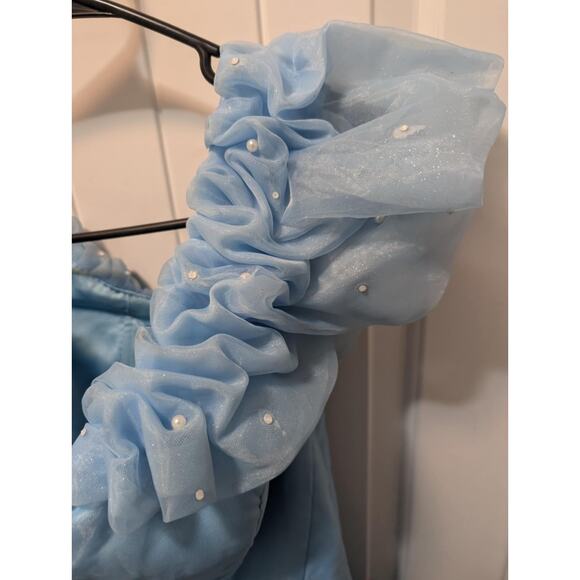 Women’s Blue Fairy Tale Cinderella Dress Costume Corset Back Pearls Size 10 - Picture 14 of 16